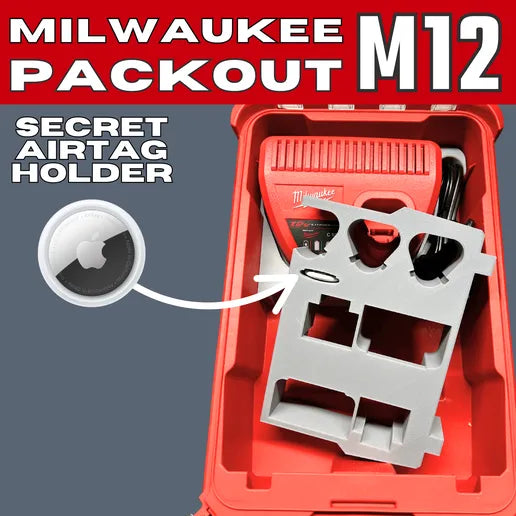 Milwaukee Packout M12 Battery & Charger Organizer with Secret AirTag Holder