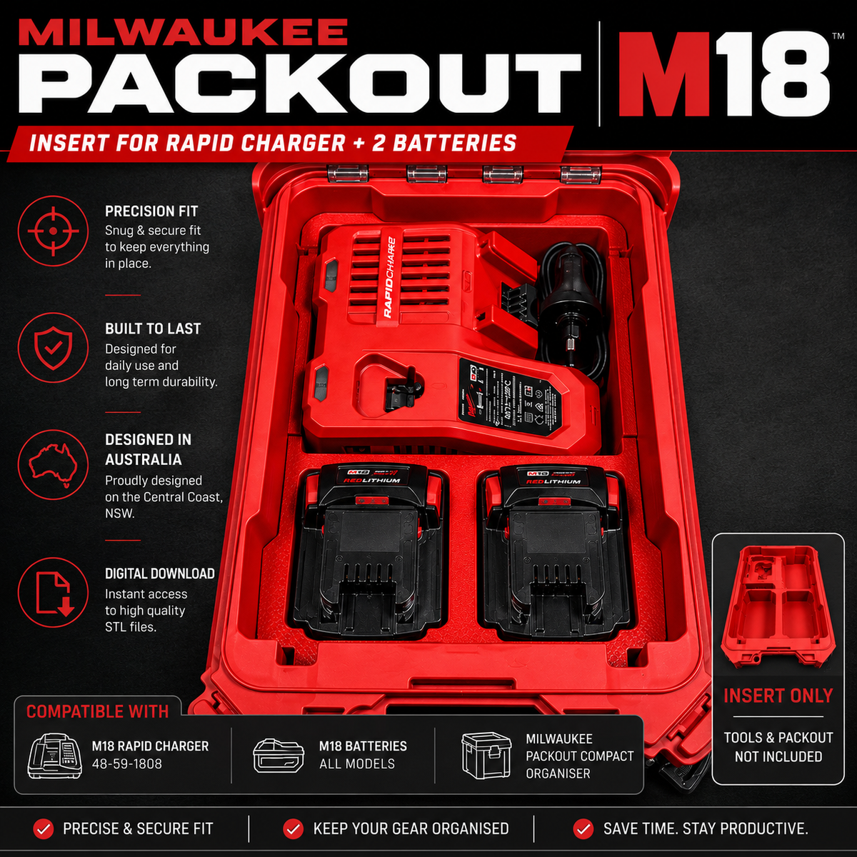 M18 Battery Charger Organizer & Storage