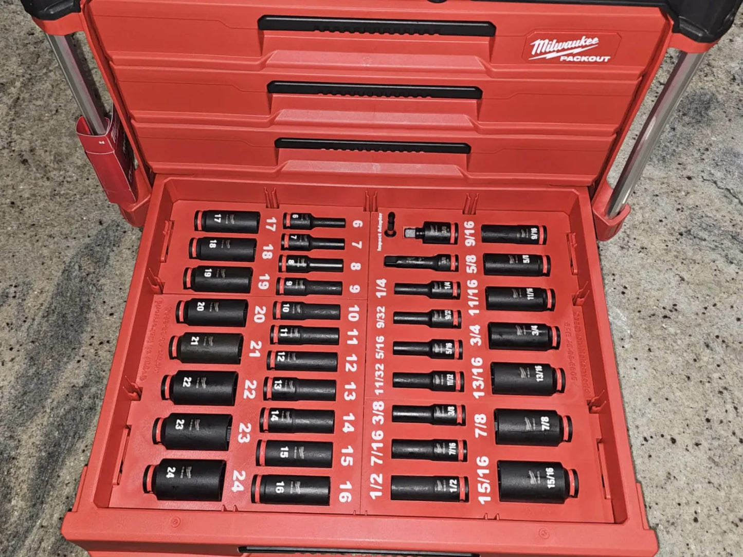 3/8in 36PC Socket Packout Insert For Dual 4-Drawer Milwaukee
