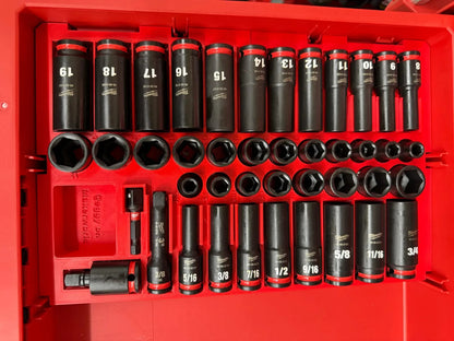 3D Printed Milwaukee Packout 4 Drawer Socket Organizer 3/8 inch 43PC Insert Tray