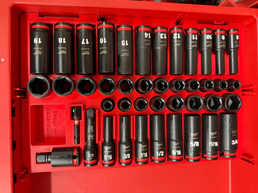 3D Printed Milwaukee Packout 4 Drawer Socket Organizer 3/8 inch 43PC Insert Tray