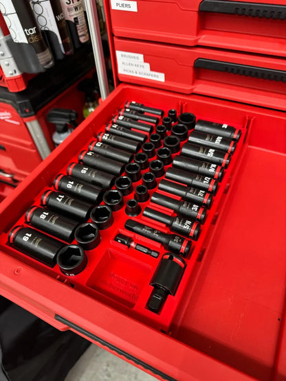 3D Printed Milwaukee Packout 4 Drawer Socket Organizer 3/8 inch 43PC Insert Tray