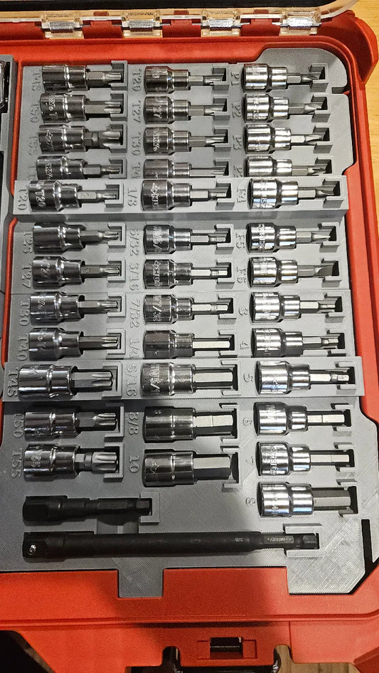 Milwaukee packout 11 compartment slim right side Husky 37pc Bit set