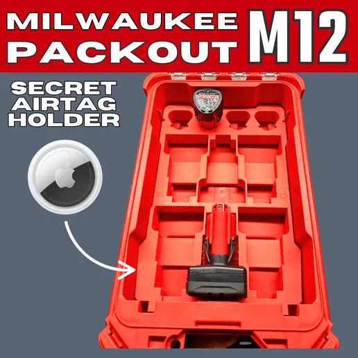 Milwaukee Packout Insert - M12 Batteries - 10x Batteries & Airtag - Secure your batteries. Track your box